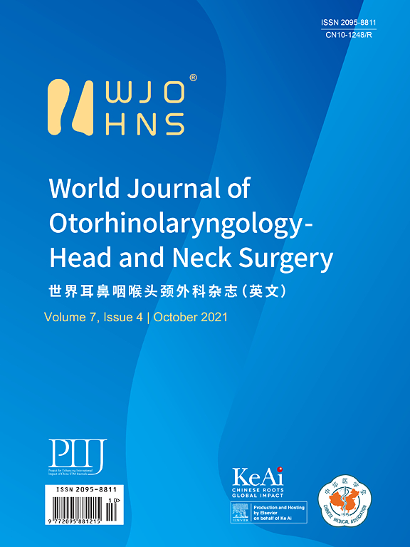 Go to journal home page - World Journal of Otorhinolaryngology - Head and Neck Surgery